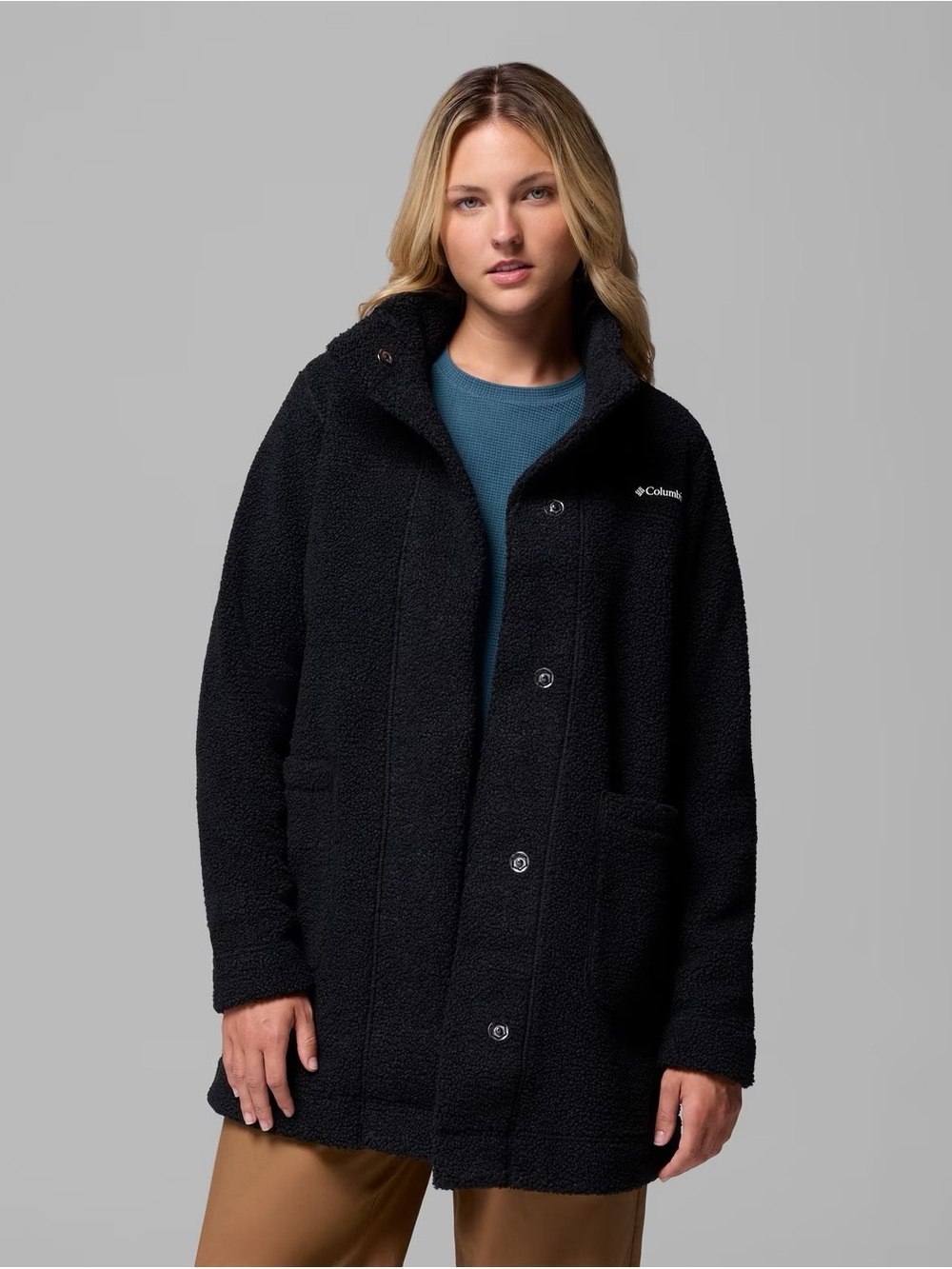 Columbia Black Sherpa Button-Up Jacket